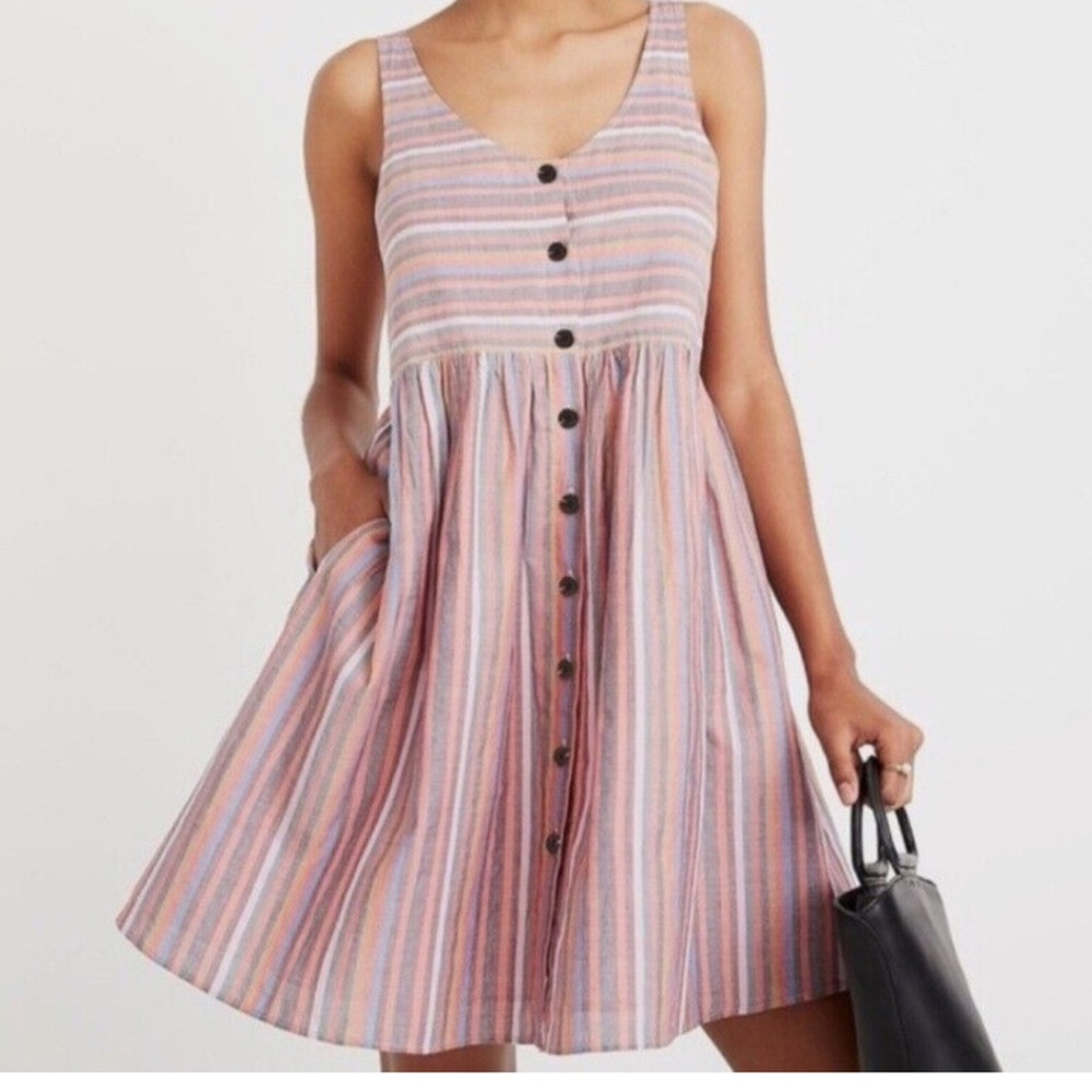 Madewell Tank Dress Multi Colored Stripes Size S